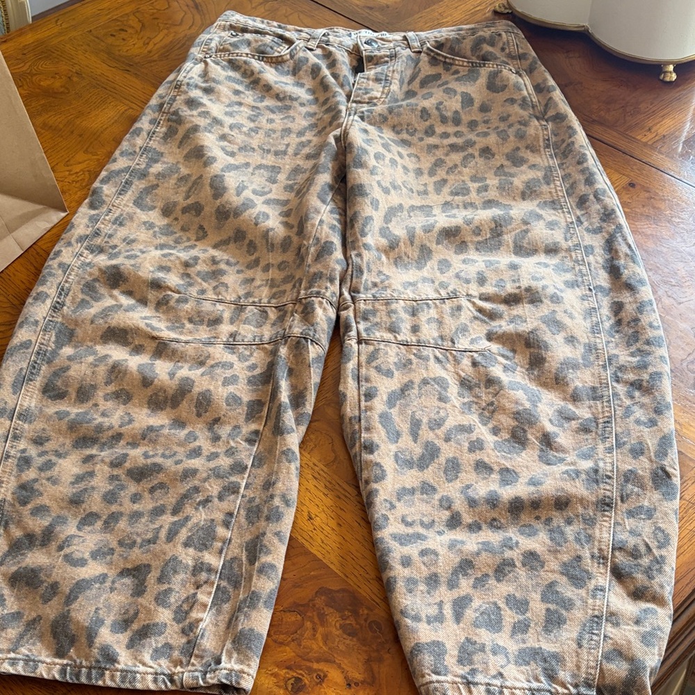 Free People Leopard Print Cropped Jeans size 27